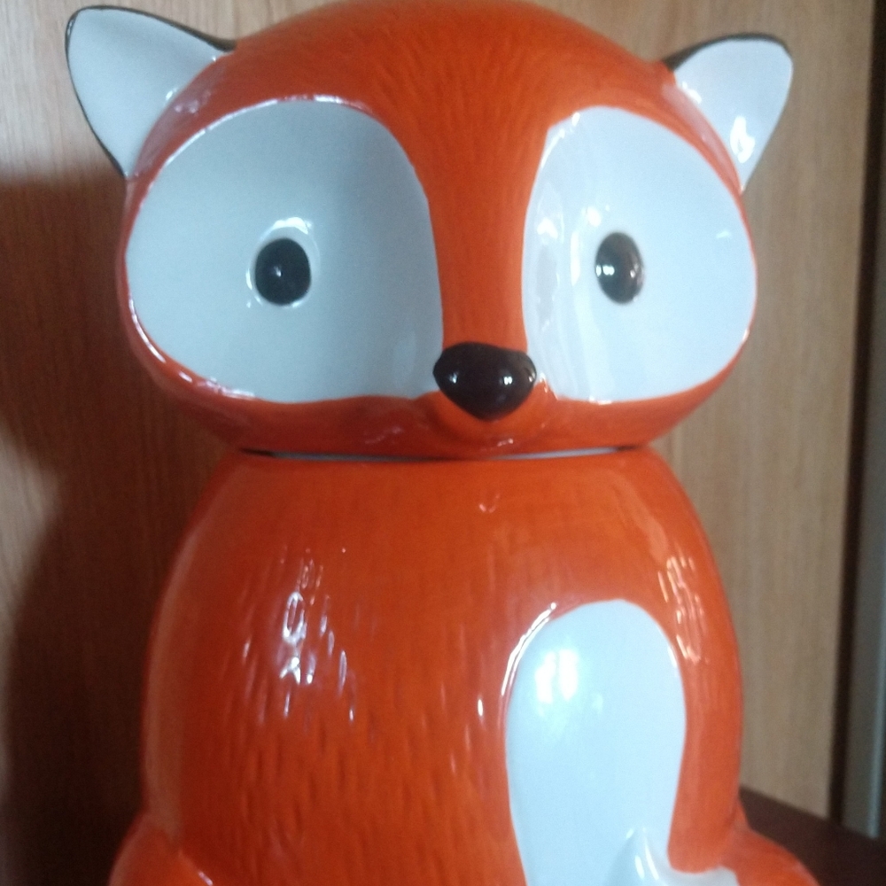 Fox Cookie Jar World Market Rusty Orange 10 Inches